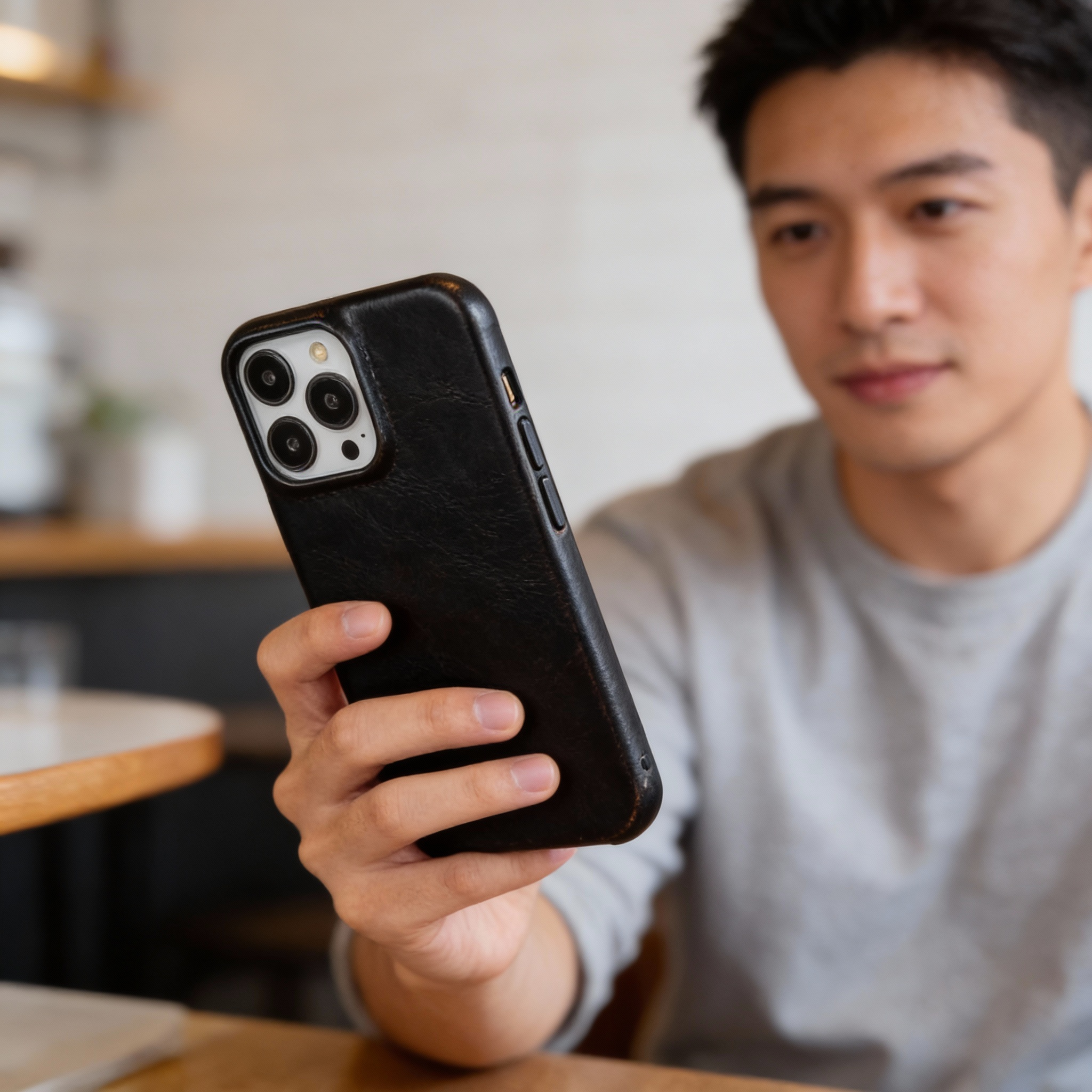 iPhone-fodral i äkta läder med oljevax 5