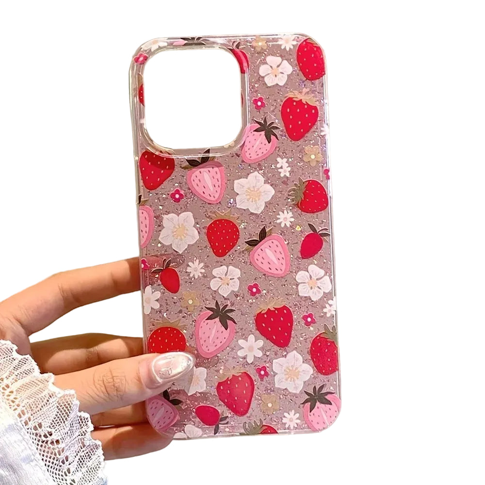 iPhone Fodral Blommig Design Med Glittriga Detaljer 2
