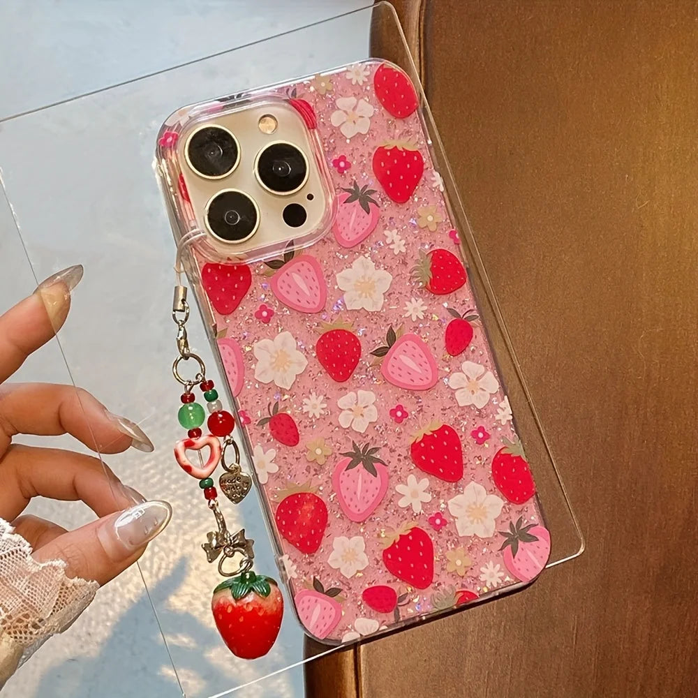 iPhone Fodral Blommig Design Med Glittriga Detaljer 4