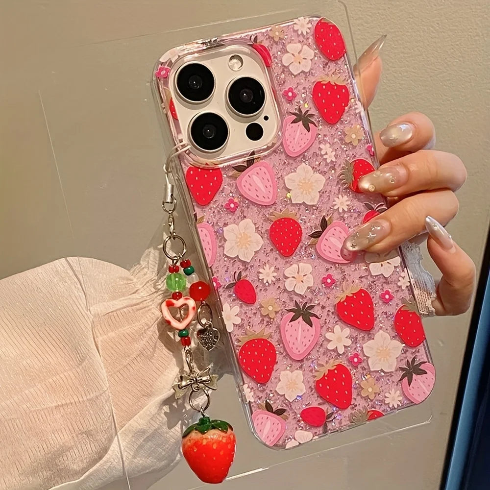 iPhone Fodral Blommig Design Med Glittriga Detaljer 5