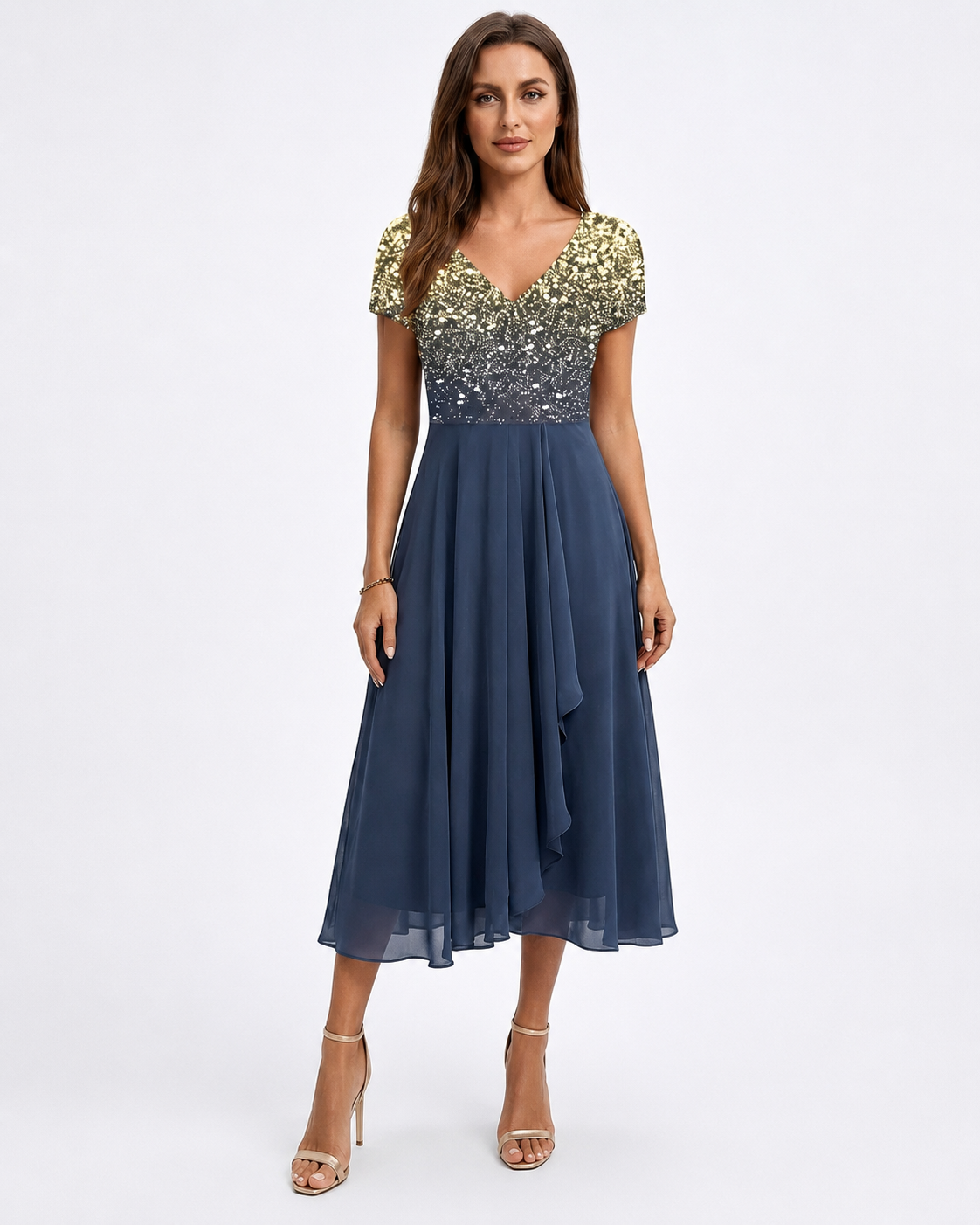 Kvinnors Midi Klänning Blommig Chiffon