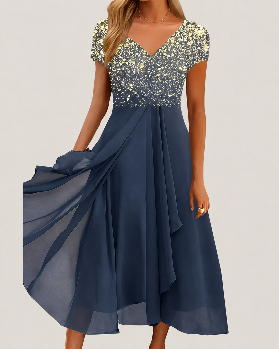 Kvinnors Midi Klänning Blommig Chiffon