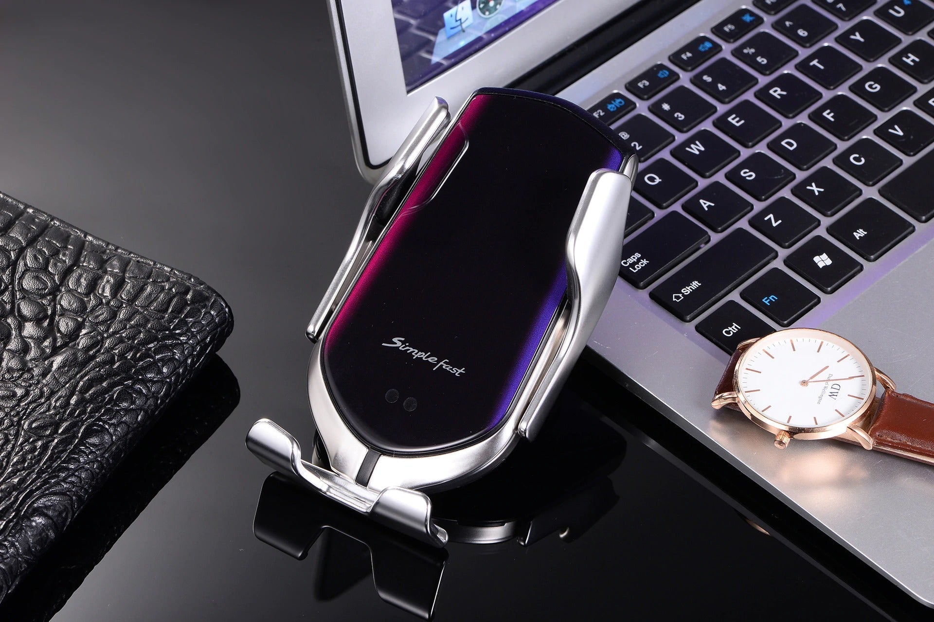 PREMIUM - Automatisk fastspänning av telefonhållare | Trådlös laddare