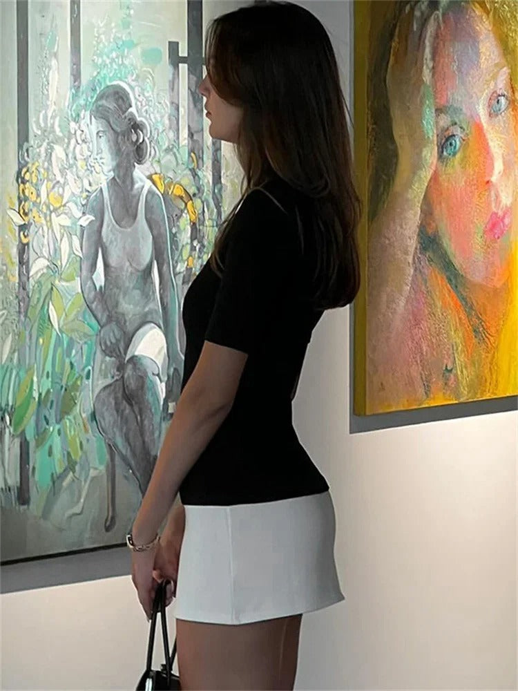 Kontrastfärgad patchwork-miniklänning för kvinnor