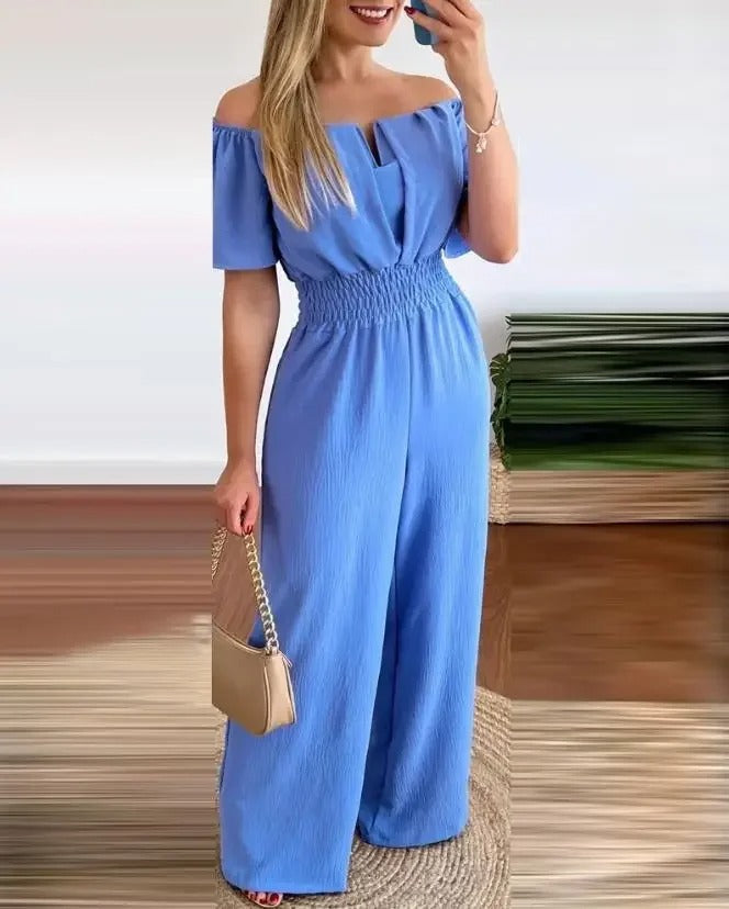 Off Shoulder Jumpsuit med vida ben för kvinnor
