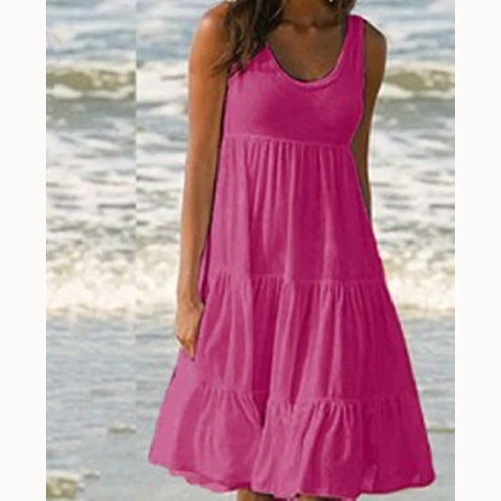 Boho-miniklänning med volanger för damer