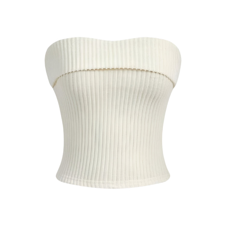 Ribbad axelbandslös Slim Fit Tube Top för kvinnor
