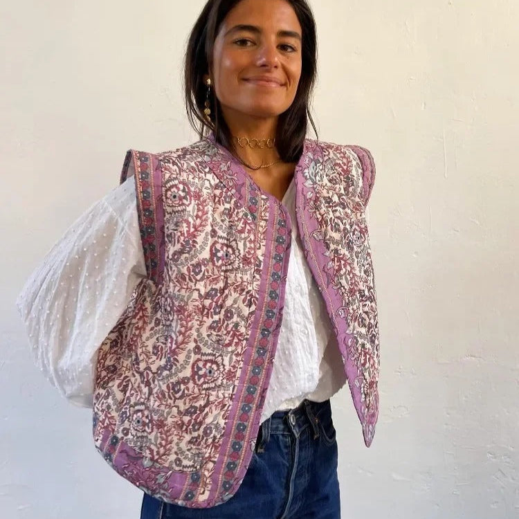 Bomullsväst med tryck för kvinnor