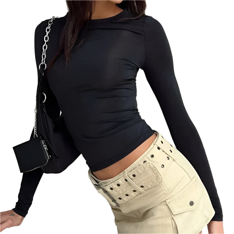 Långärmad Slim Fit T-shirt för kvinnor