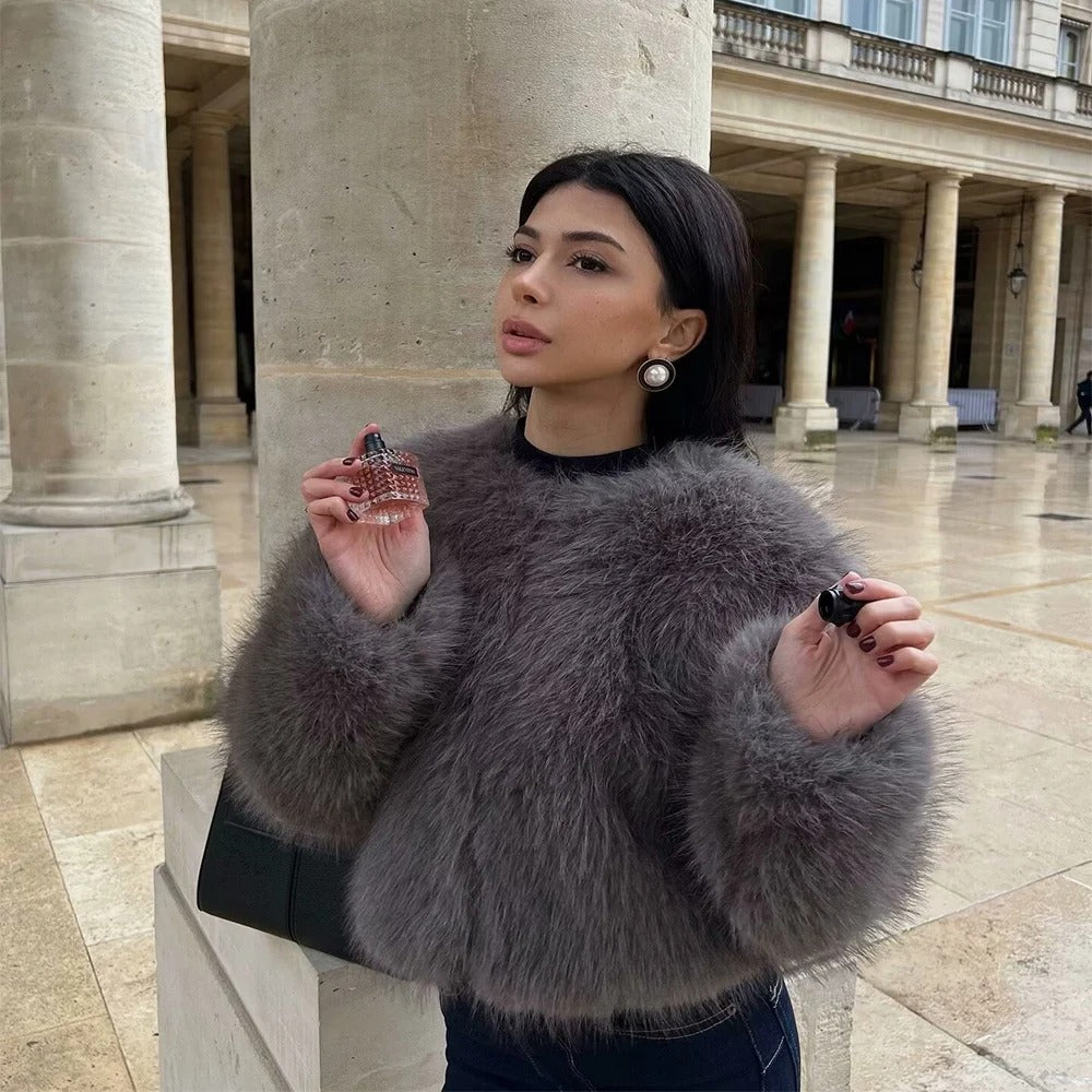 Vintage pälsjacka för kvinnor