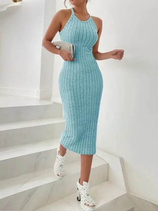 Halter Neck Bodycon Midiklänning för kvinnor