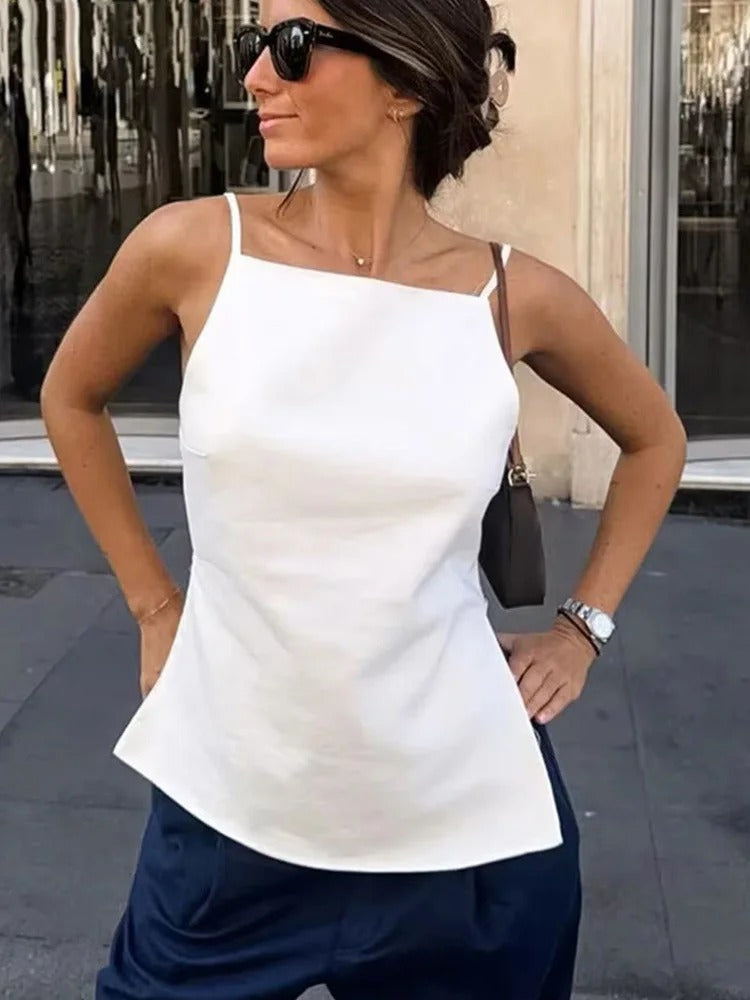 Rygglös tunn stropptopp för kvinnor