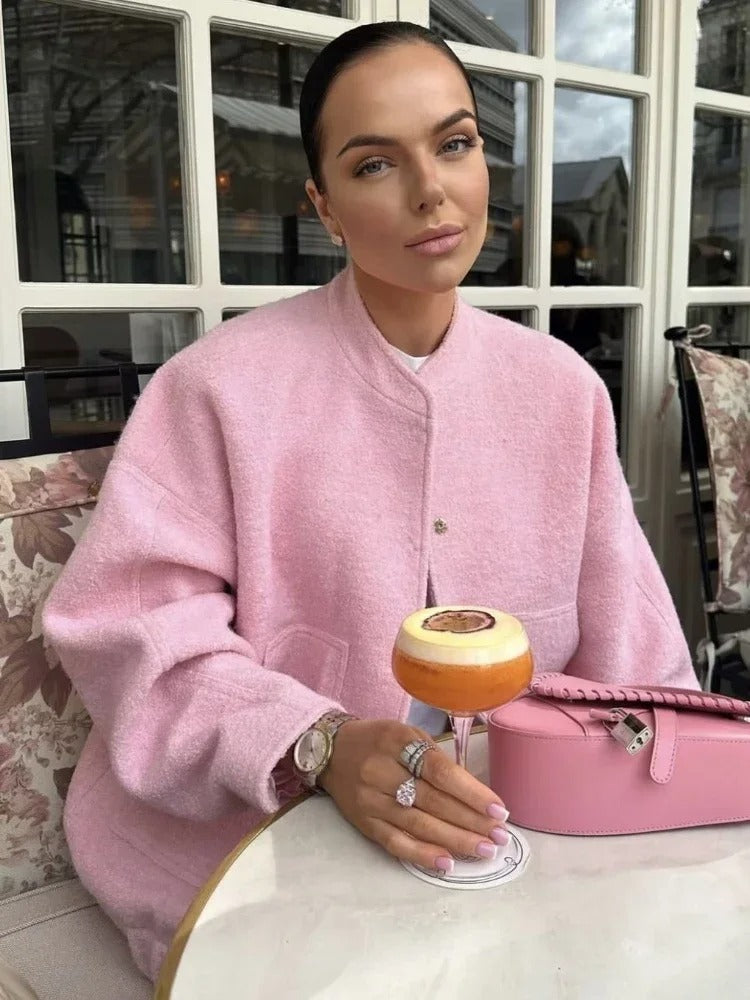 Oversized bomberjacka i tweed för kvinnor