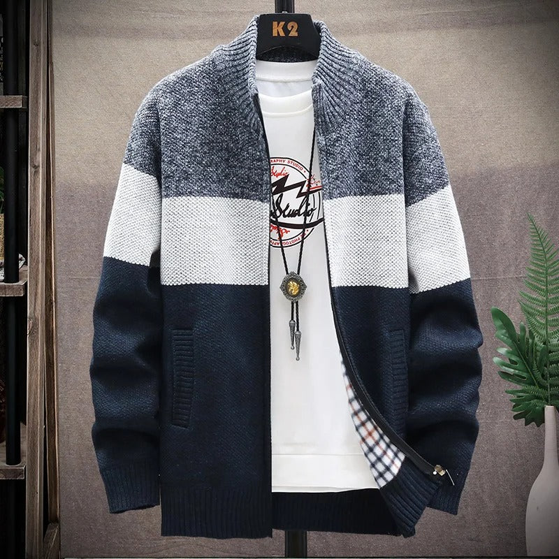 Fleece Cardigan med kontrasterande rand för män