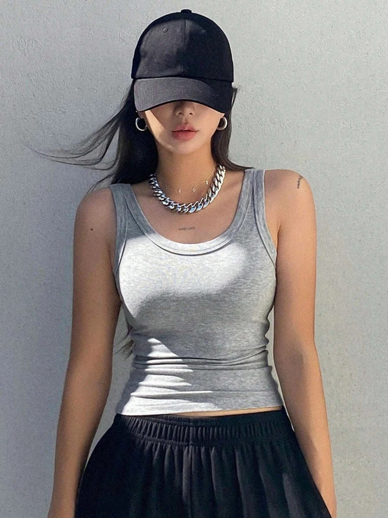 Stickad ärmlös Camisole Tank Top för kvinnor