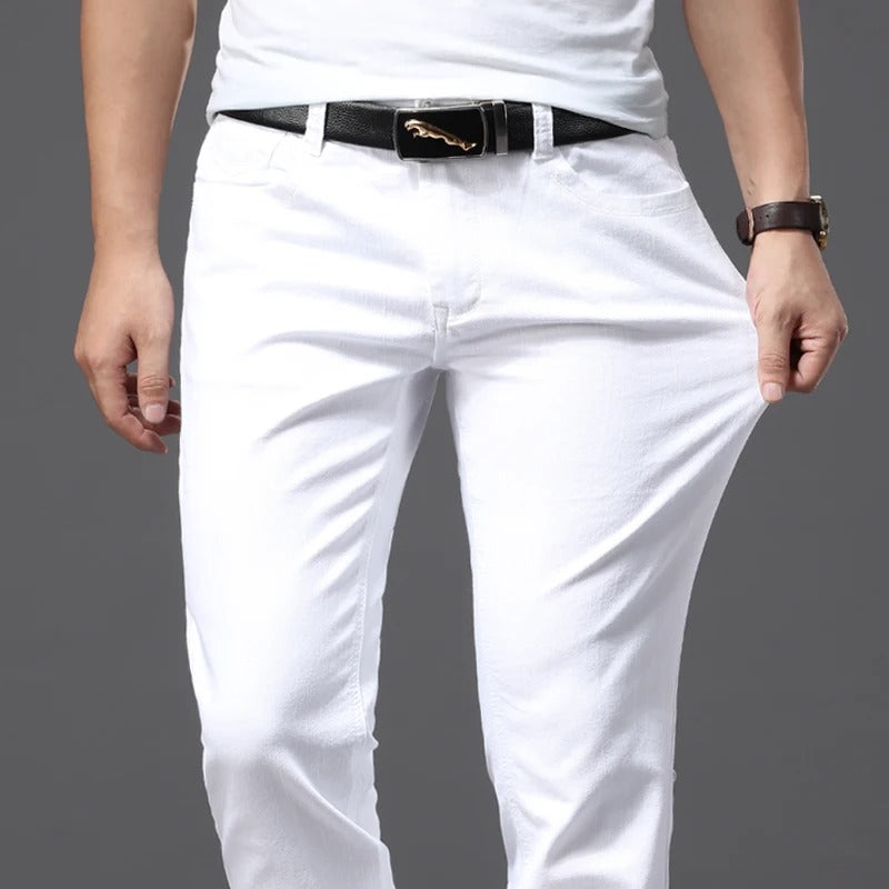 Klassiska vita Slim Fit-jeans för män