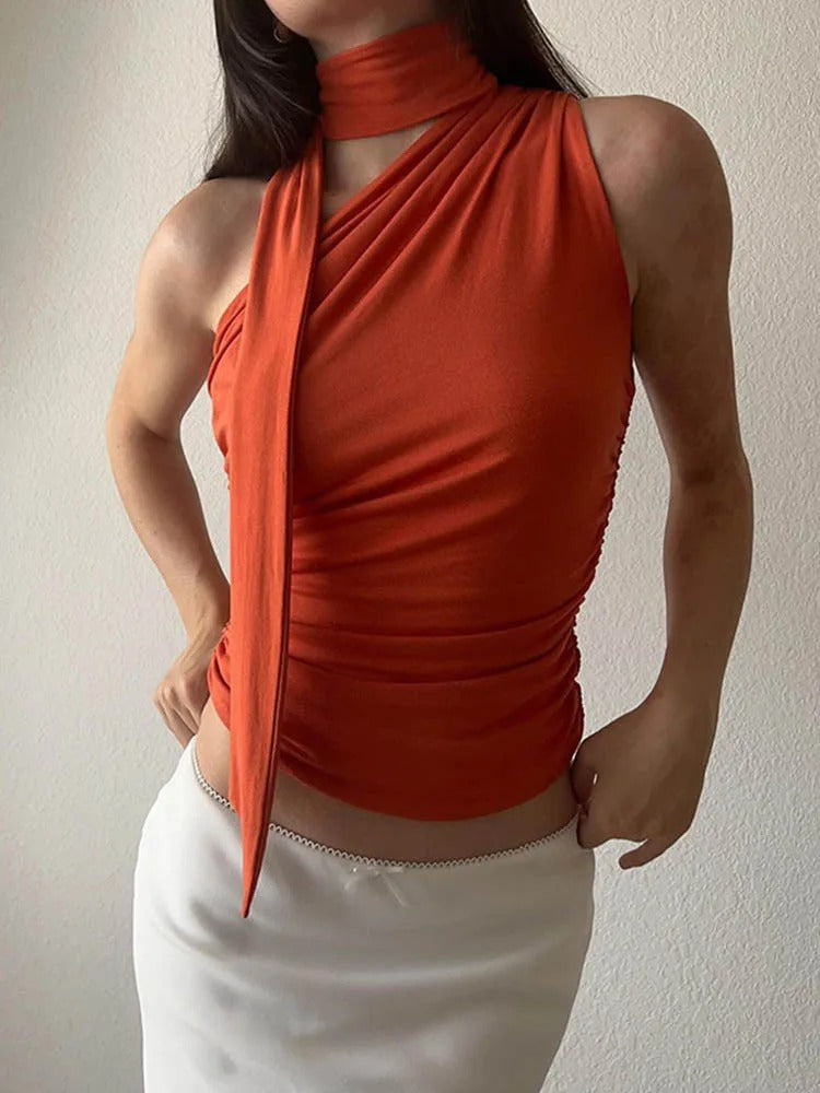 Rygglös Off-Shoulder Halter Crop Top för kvinnor