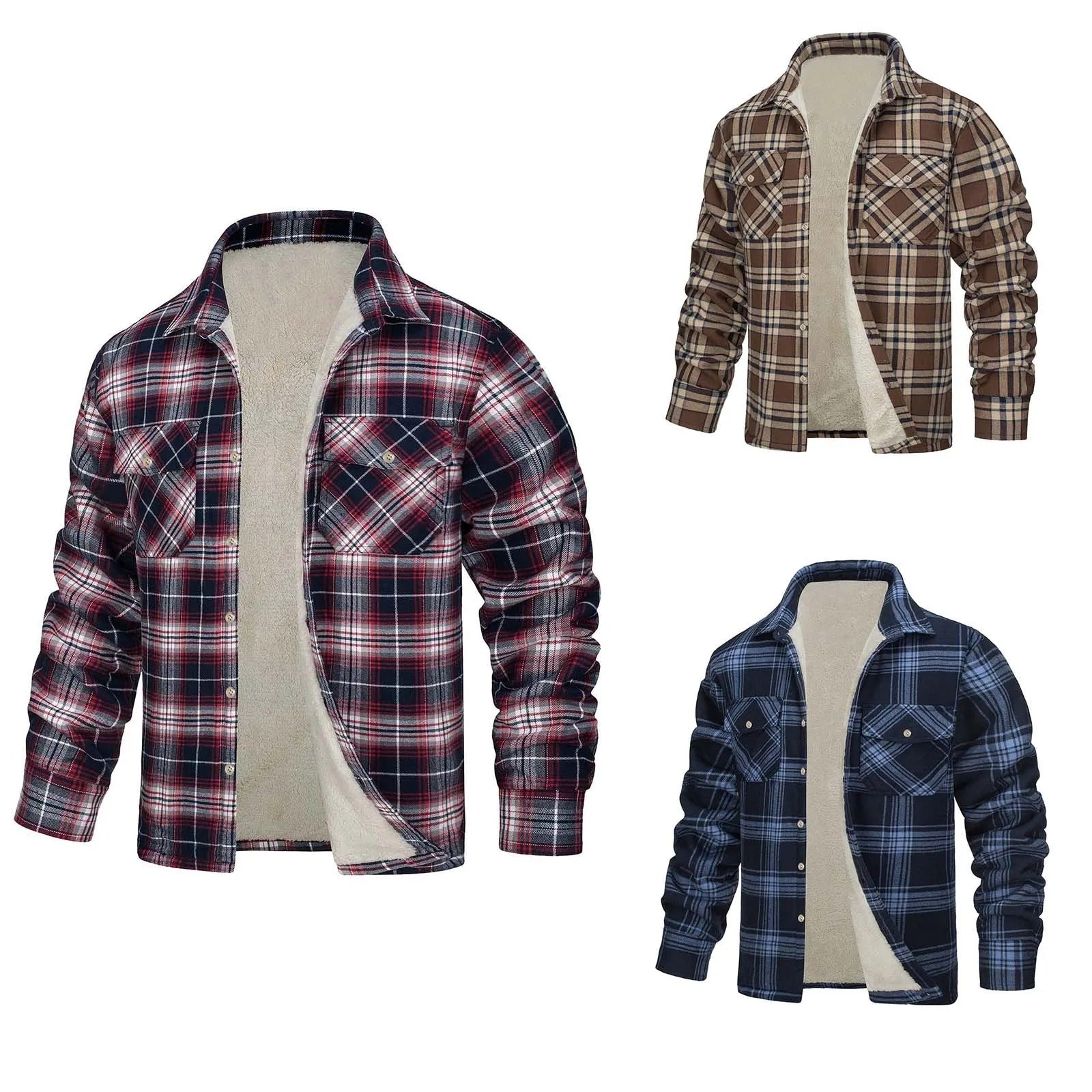 Flanell jacka i bomull för herrar