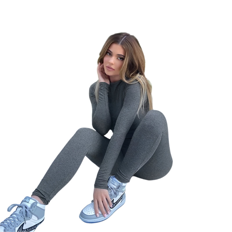 Långärmad jumpsuit med resår för kvinnor