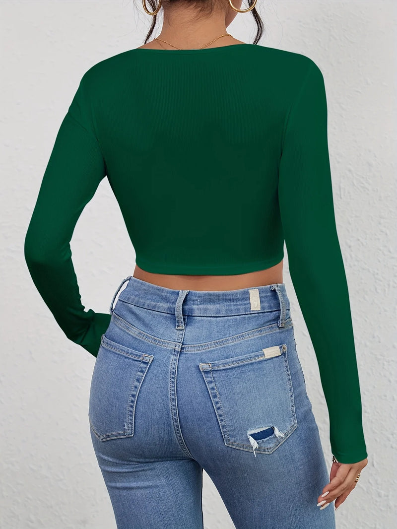 Slim Fit T-shirt med fyrkantig hals för kvinnor