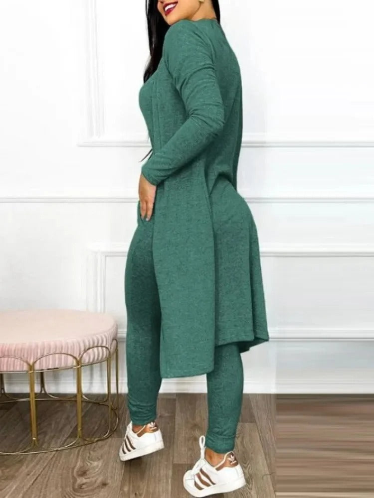 Dragsko Pocket Design Jumpsuit & Coat Set