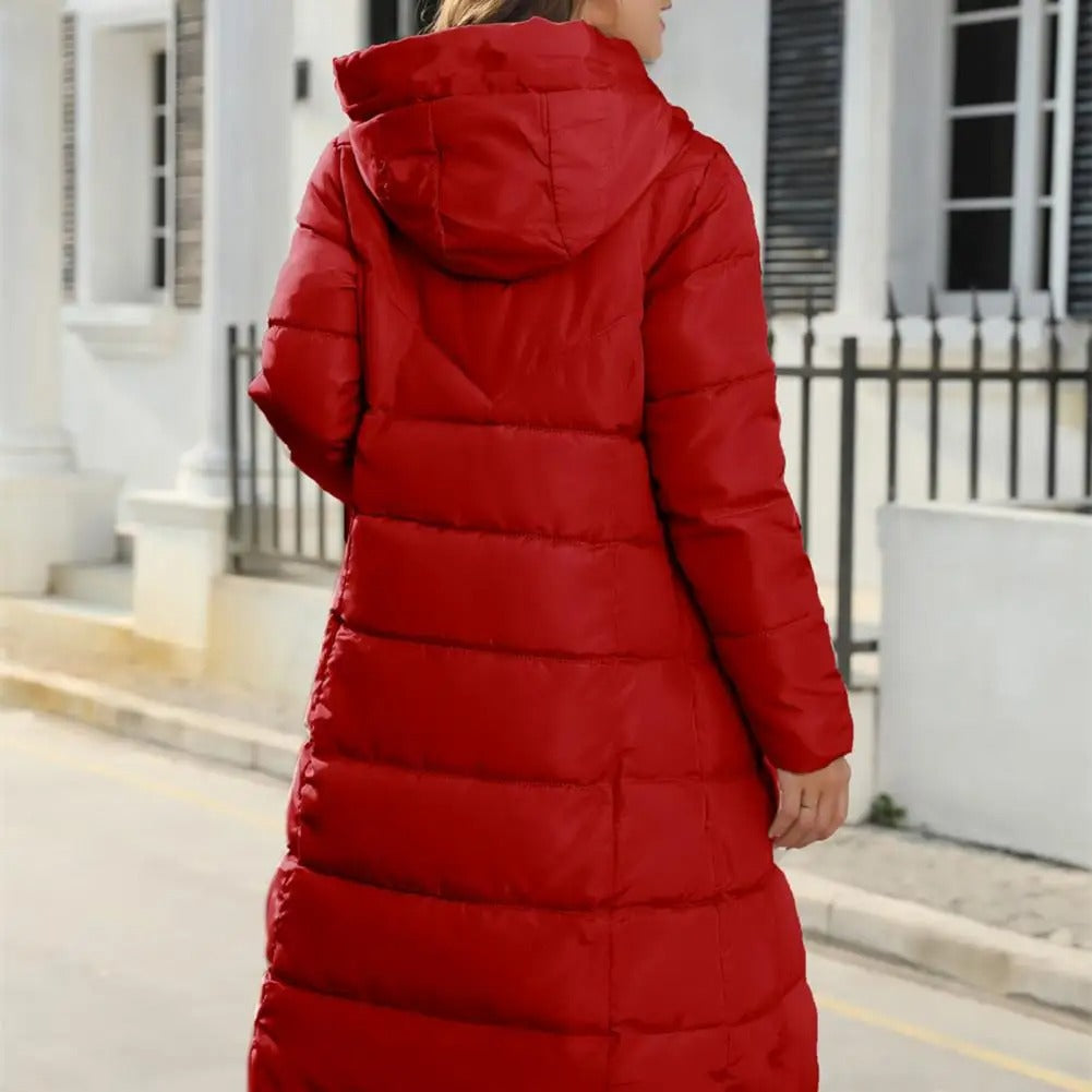 Tjock vadderad parka med huva för kvinnor
