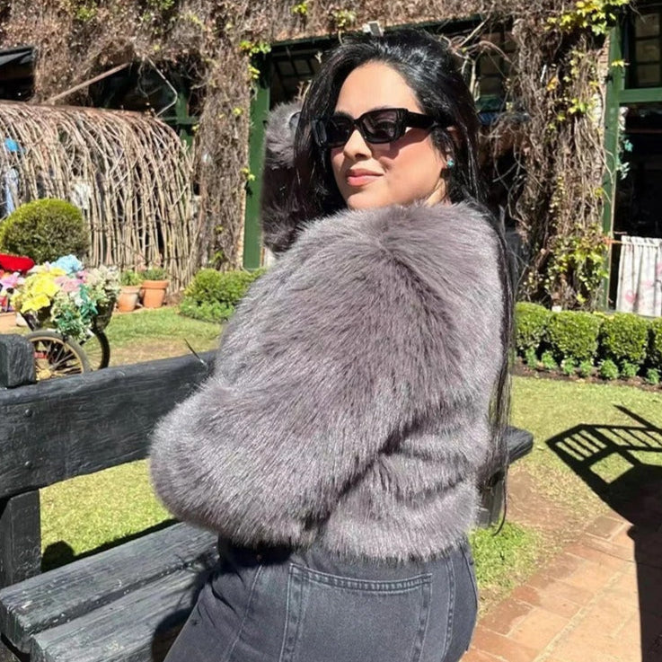 Vintage pälsjacka för kvinnor