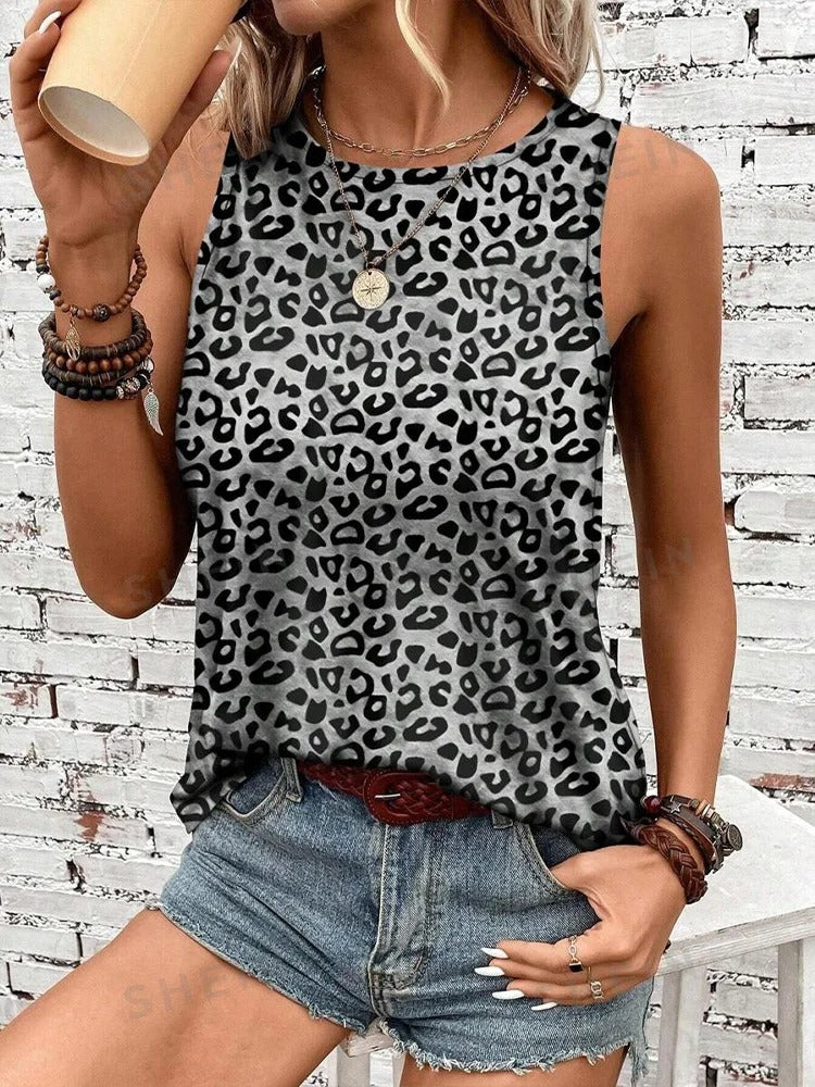 Dam-linne med leopardmönster