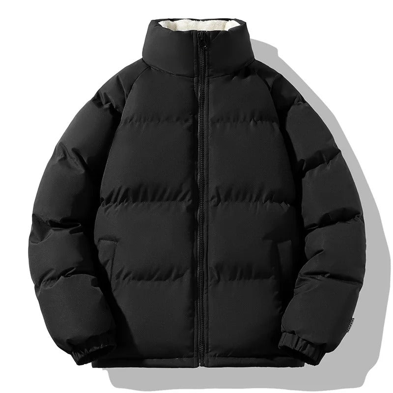 Jacka med ståkrage i tjock fleece för män