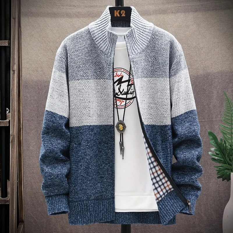 Fleece Cardigan med kontrasterande rand för män