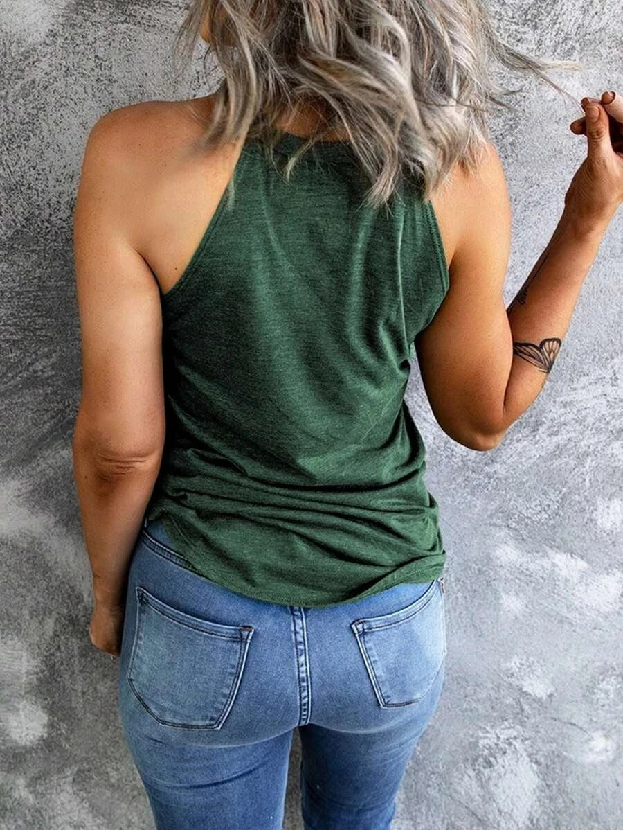 Ärmlös halterneck-linne för damer