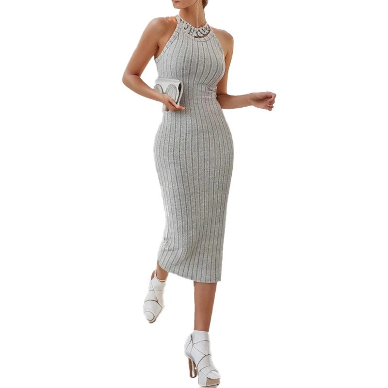 Halter Neck Bodycon Midiklänning för kvinnor