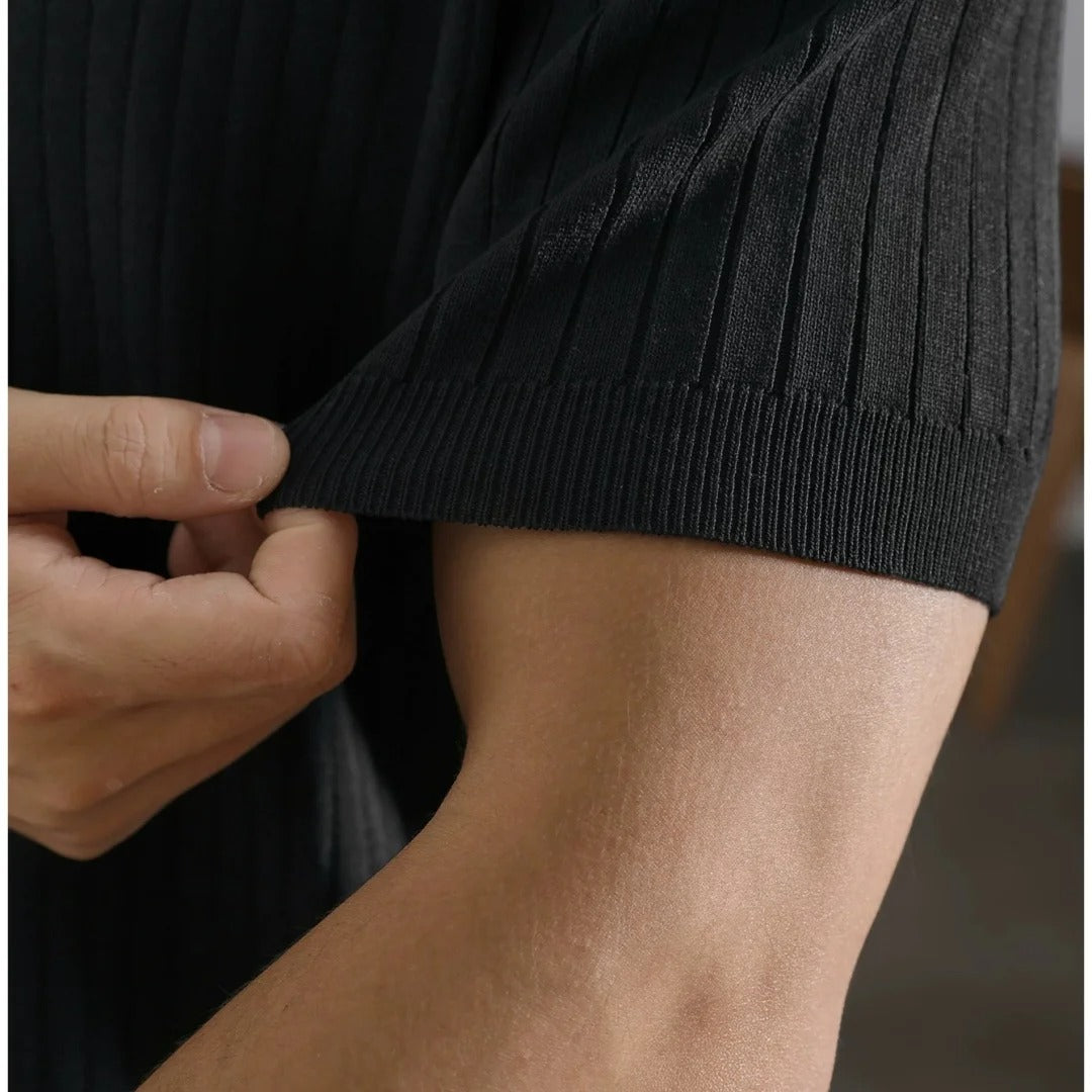 Retro-stickad polotröja för herr