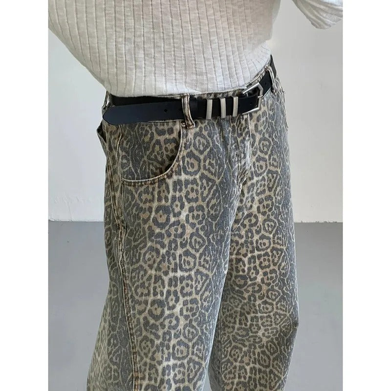 Leopardbyxor med hög midja för kvinnor