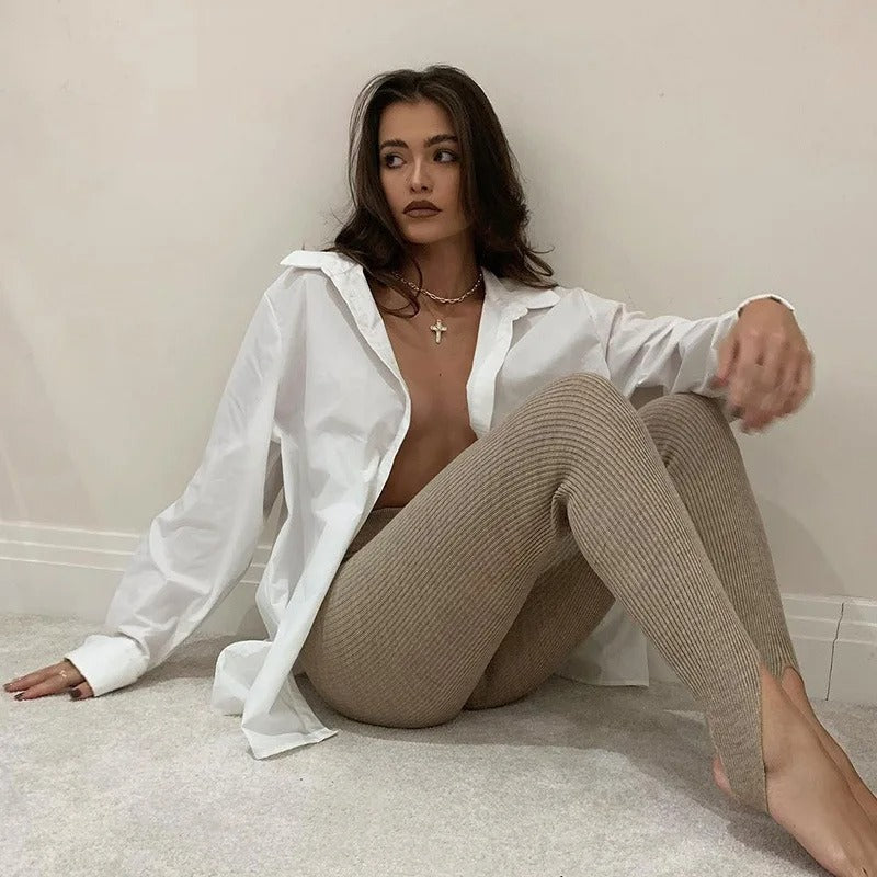 Stickade leggings för kvinnor