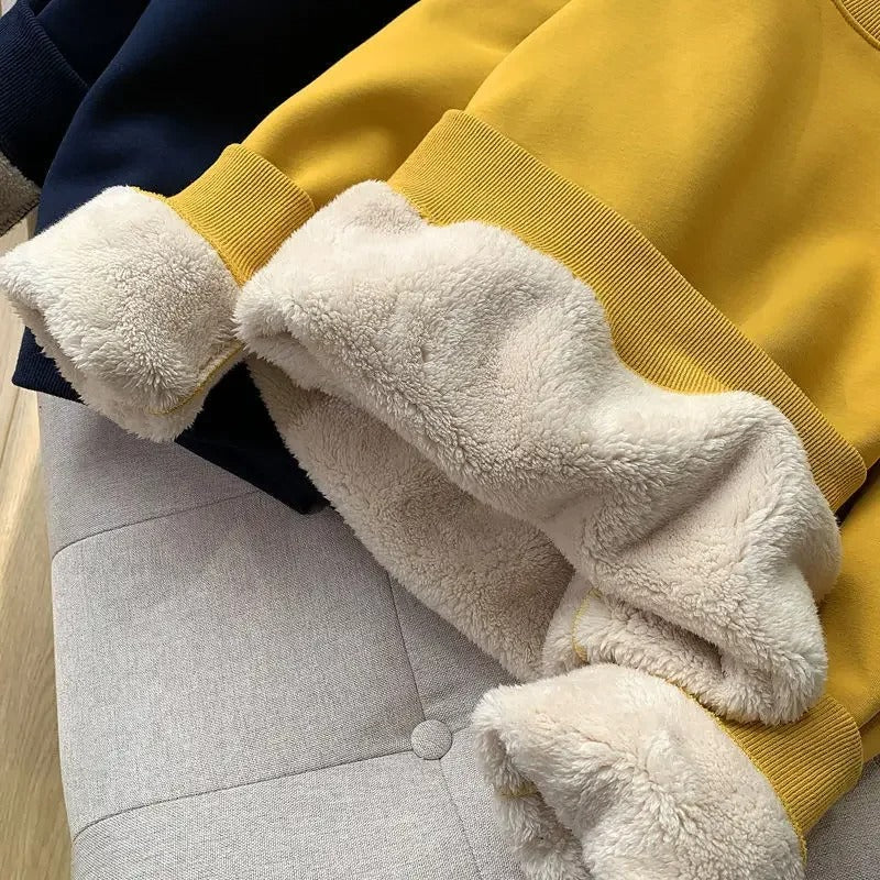 Fleecefodrad sweatshirt med rund hals för kvinnor
