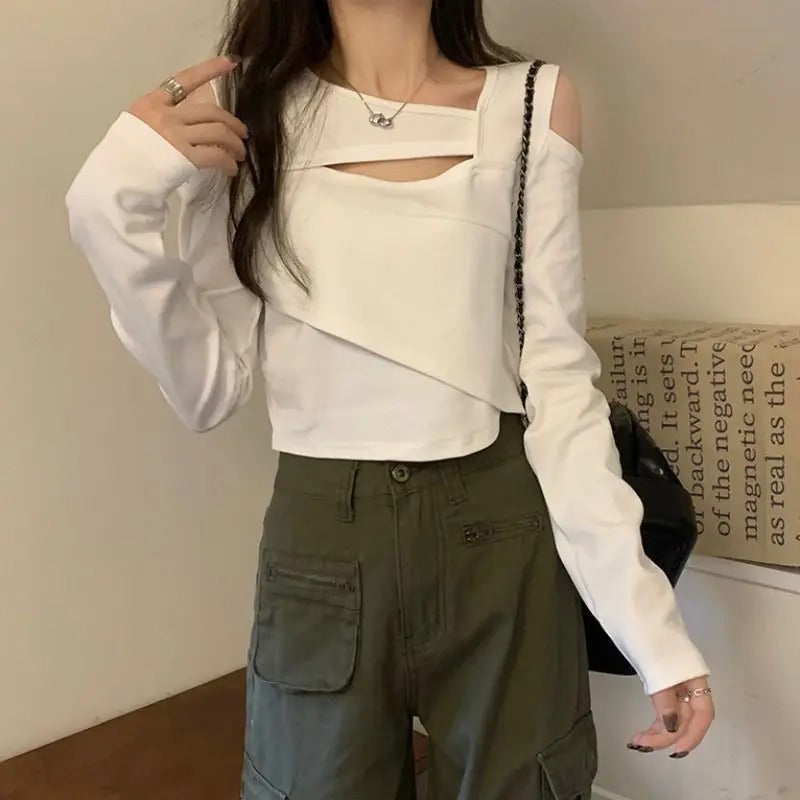 Hollow Out T-shirt för kvinnor