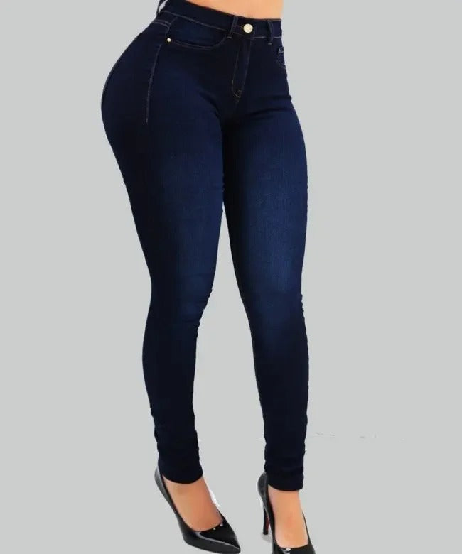 Formade jeans med hög midja för kvinnor
