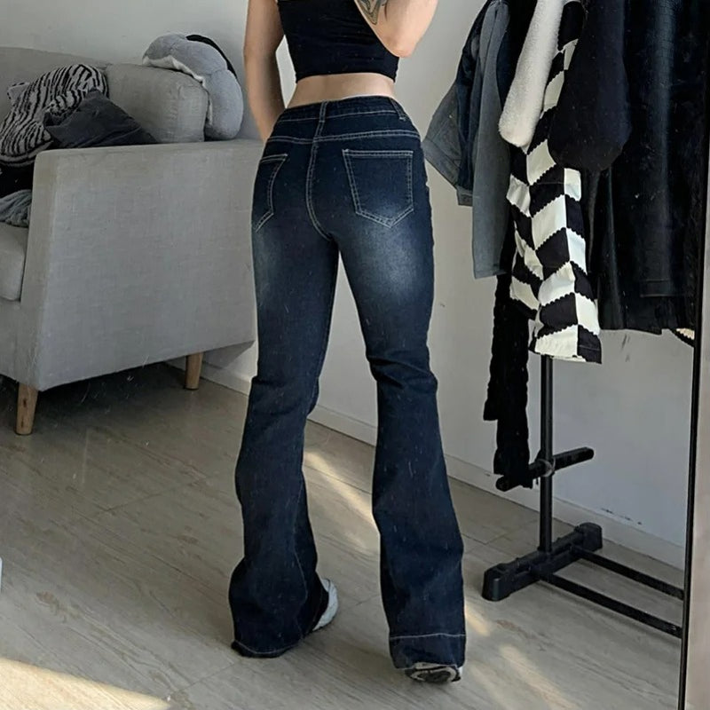 Flare Jeans med låg midja för kvinnor