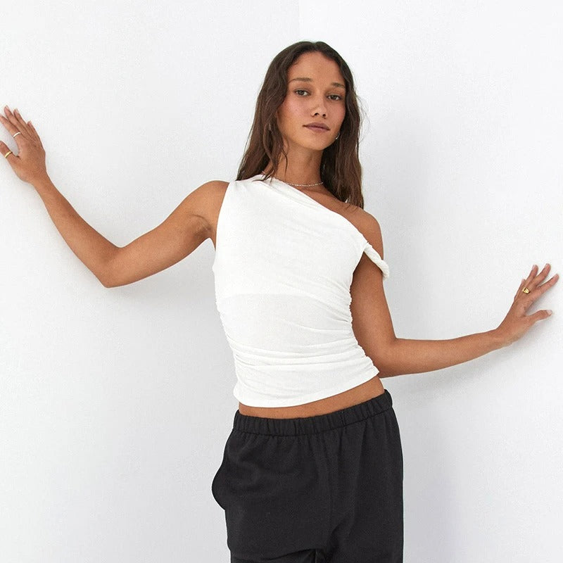 Off-Soulder Crop Linne för kvinnor