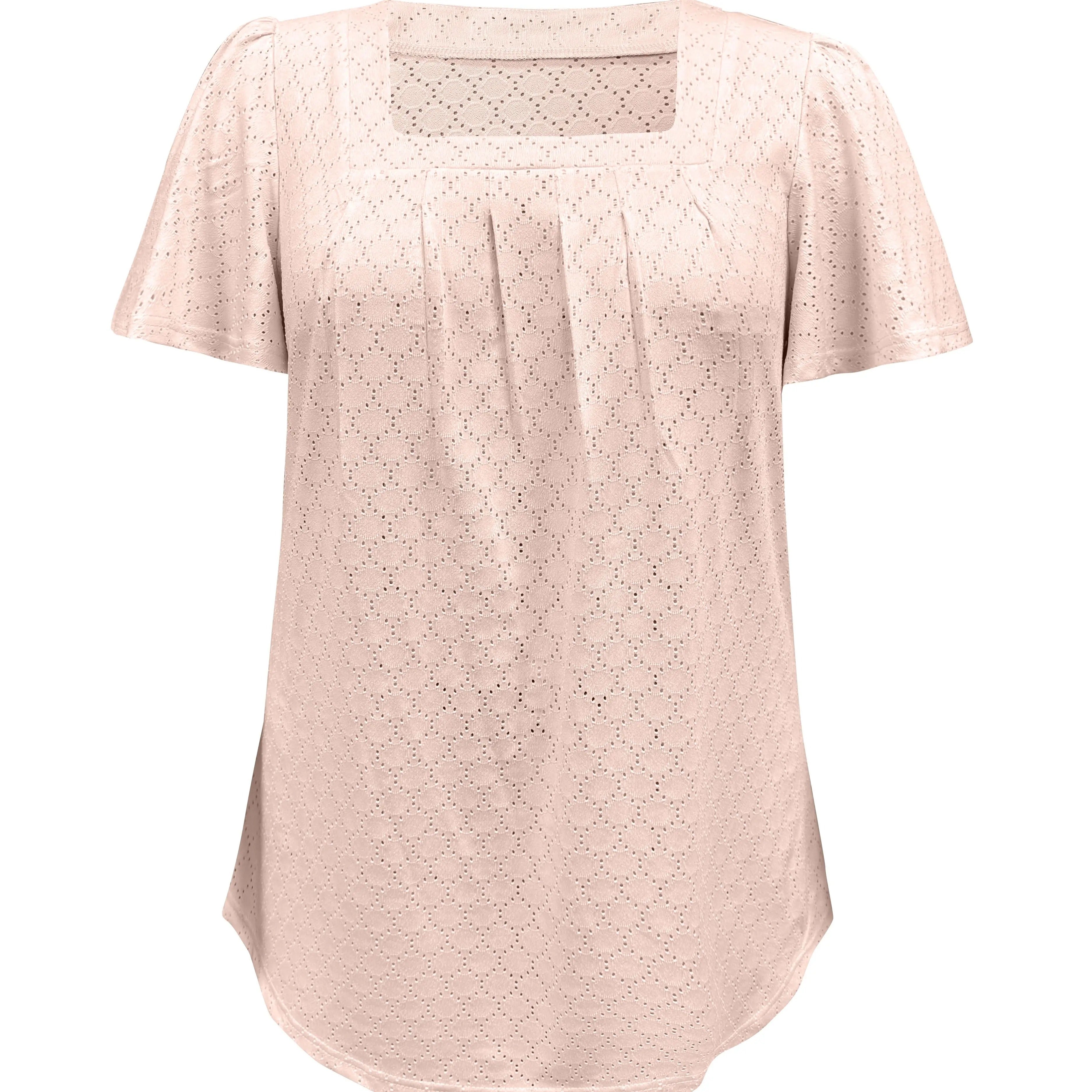 Damblus med volangärmar och hål