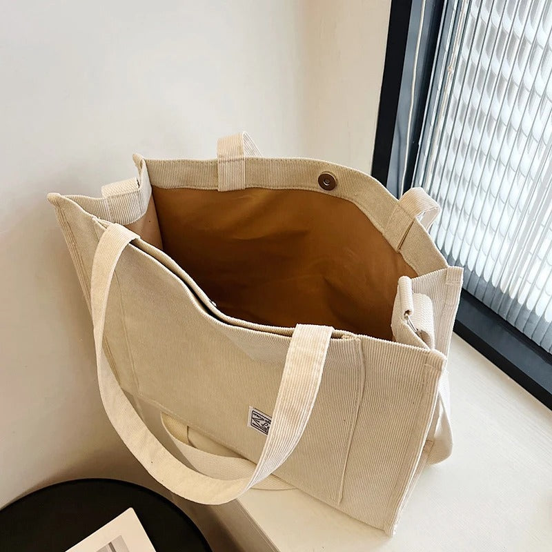 Fyrkantig manchesterhandväska för kvinnor