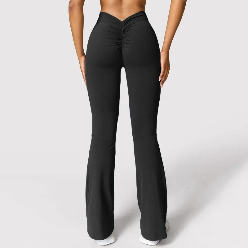 Leggings med hög midja och V-rygg för kvinnor