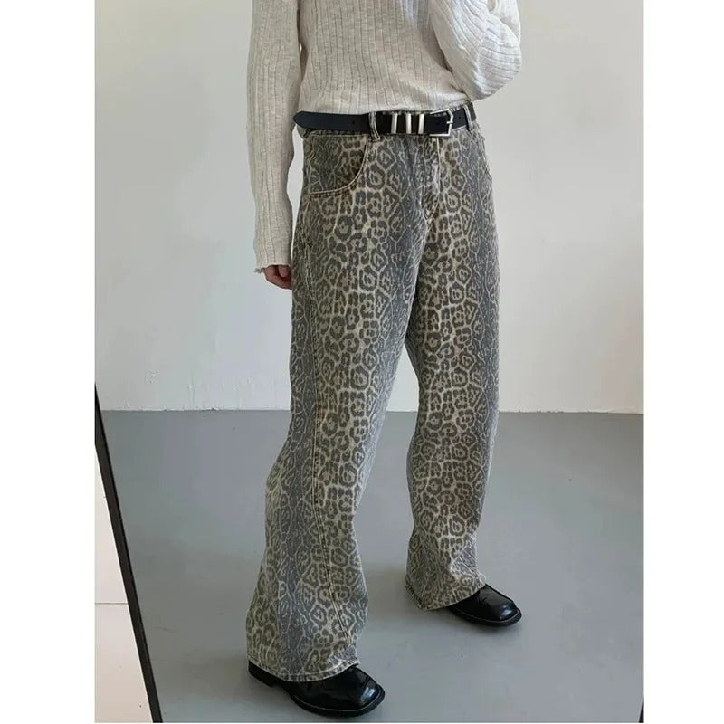 Leopardbyxor med hög midja för kvinnor