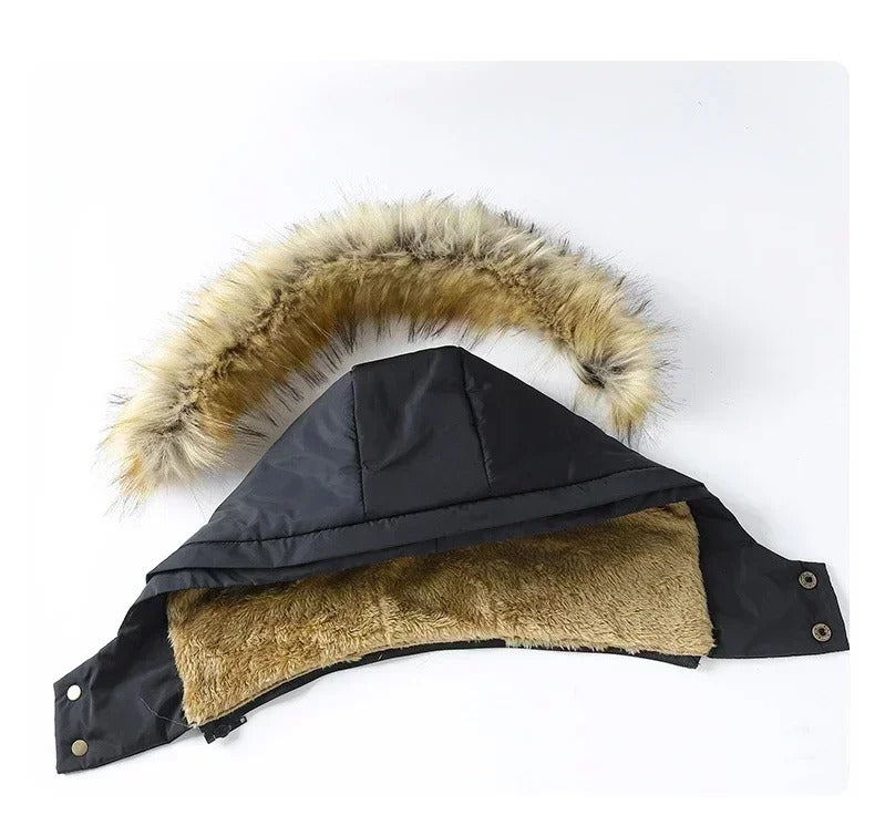 Varm jacka med luva för män