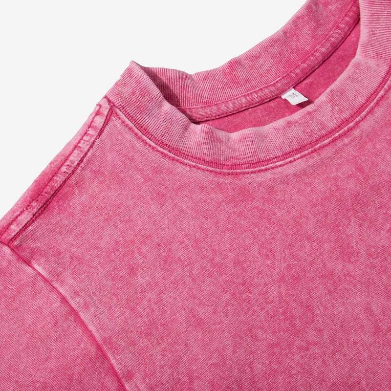 Enfärgad Slim Washed T-shirt för kvinnor