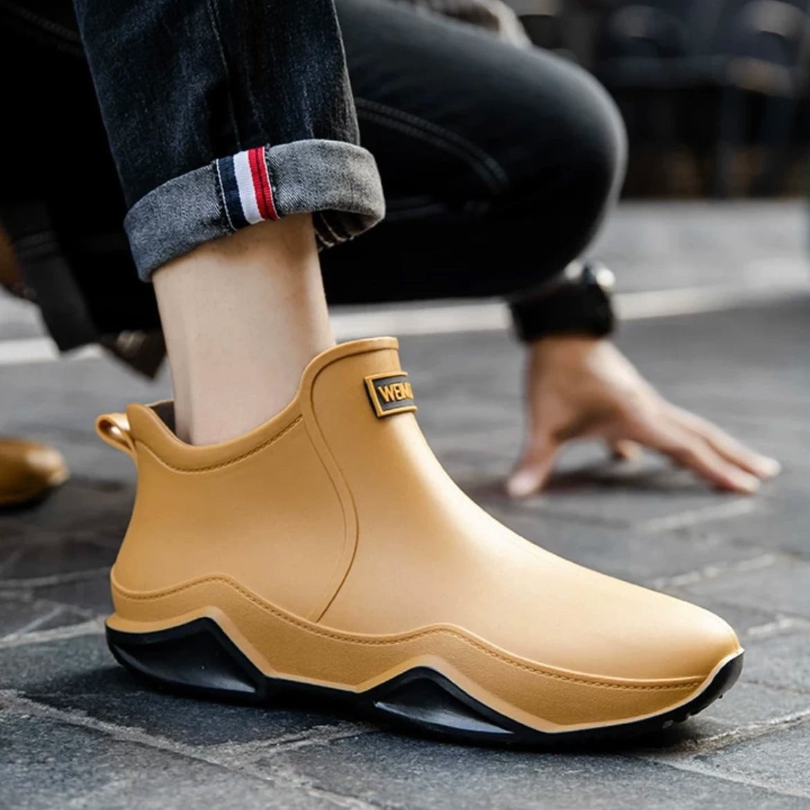 Regnsäkra halkfria ankelkängor av gummi