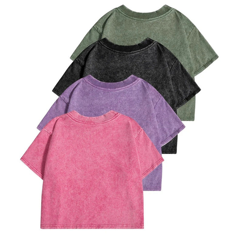 Enfärgad Slim Washed T-shirt för kvinnor