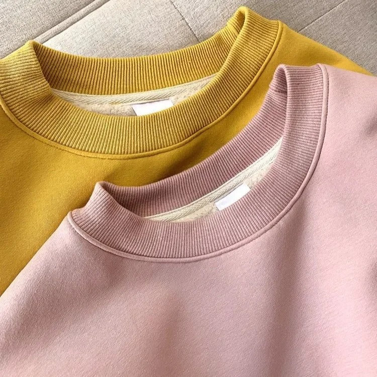 Fleecefodrad sweatshirt med rund hals för kvinnor