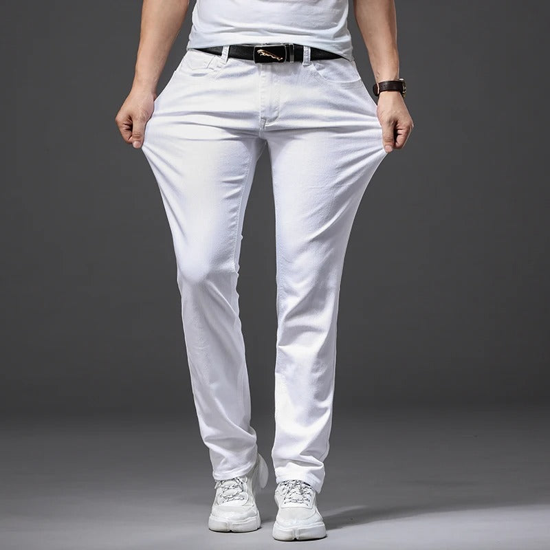 Klassiska vita Slim Fit-jeans för män